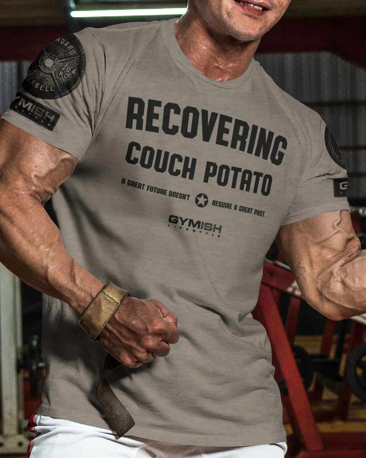 030. Recovering Couch Potato Funny Motivational Workout Gym T-Shirt for Men