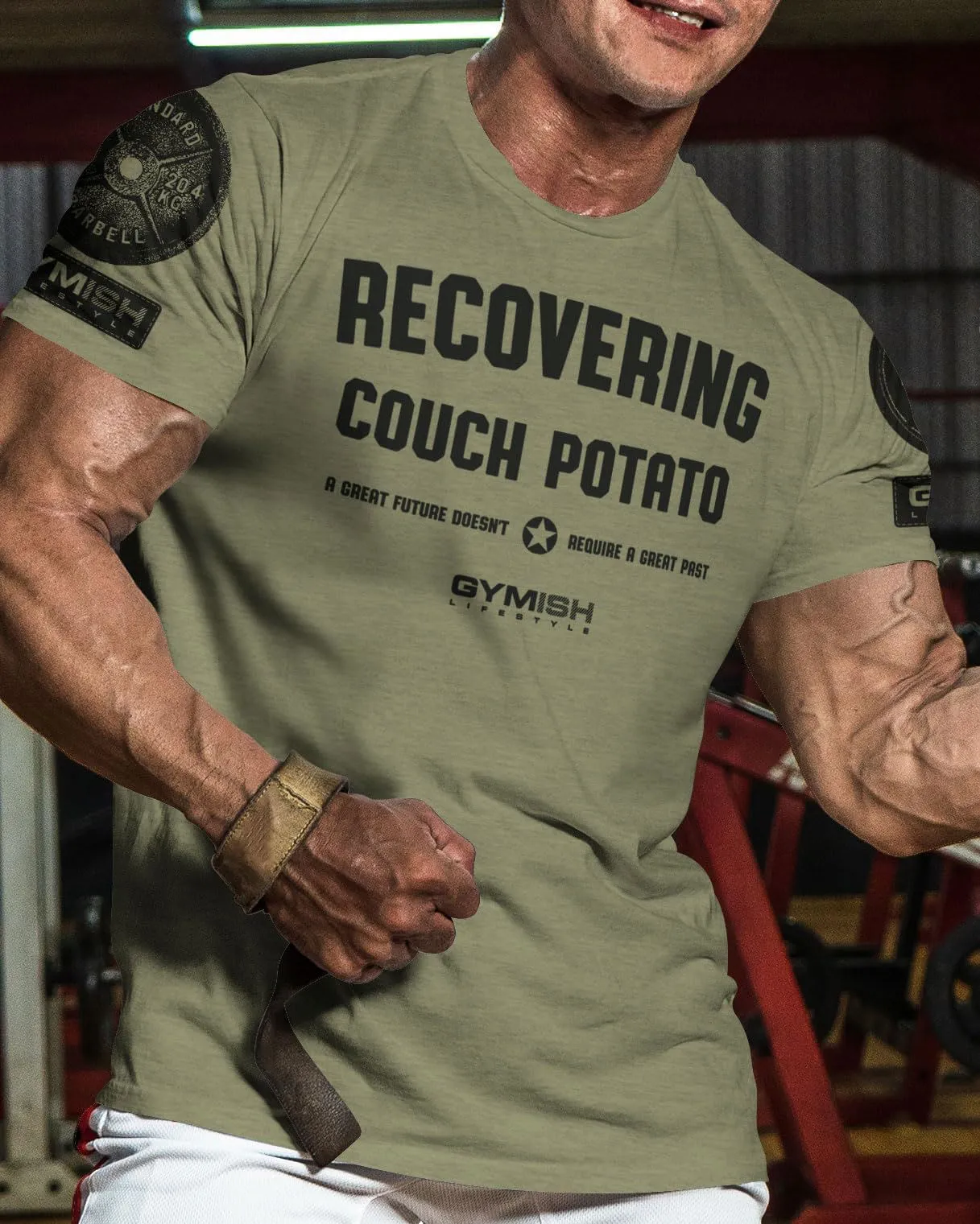 030. Recovering Couch Potato Funny Motivational Workout Gym T-Shirt for Men