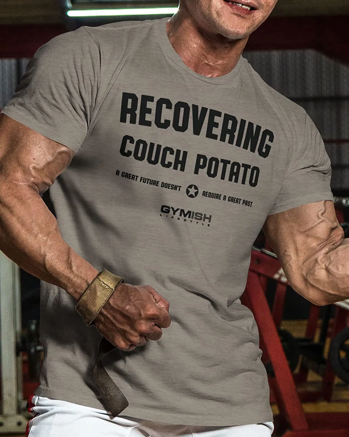 030. Recovering Couch Potato Funny Motivational Workout Gym T-Shirt for Men
