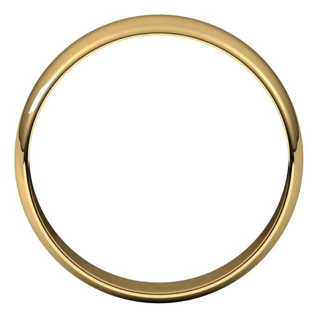 10K Yellow Gold Half Round Ultra-Light Wedding Band, 5 mm Wide