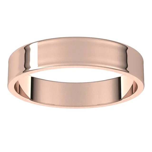14K Rose Gold Flat Ultra-Light Wedding Band, 4 mm Wide