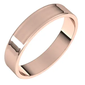 14K Rose Gold Flat Ultra-Light Wedding Band, 4 mm Wide