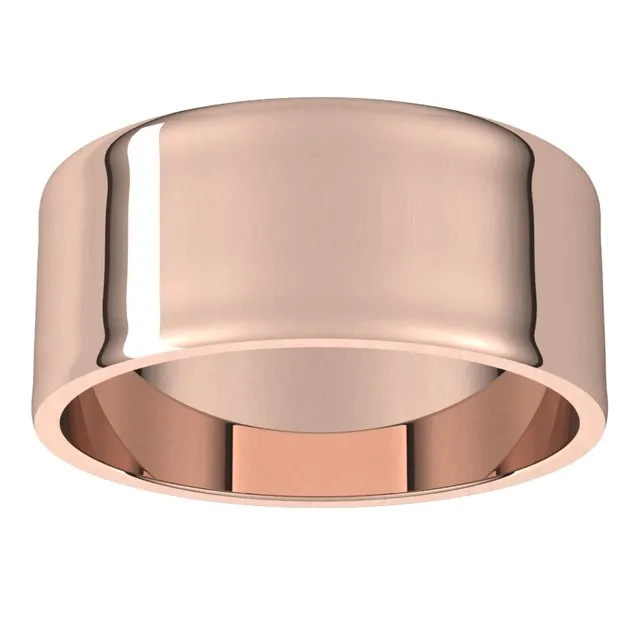 14K Rose Gold Flat Ultra-Light Wedding Band, 8 mm Wide