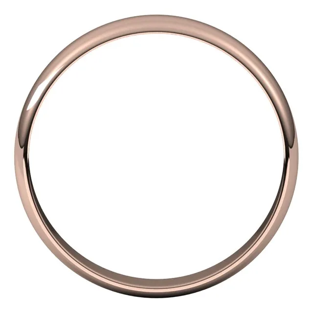 14K Rose Gold Half Round Ultra-Light Wedding Band, 4 mm Wide