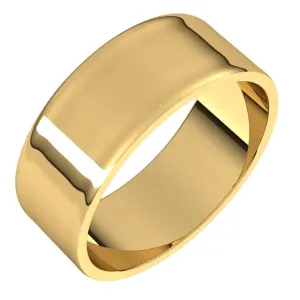14K Yellow Gold Flat Ultra-Light Wedding Band, 7 mm Wide