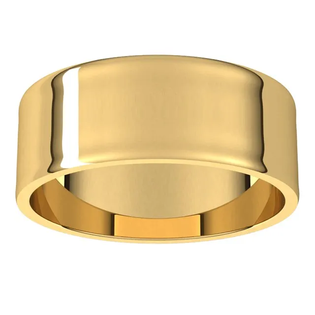 14K Yellow Gold Flat Ultra-Light Wedding Band, 7 mm Wide