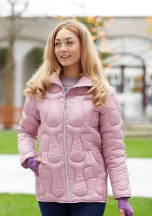 Elastic Sleeve Quilt Jacket-Pink