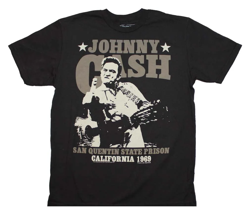 Johnny Cash San Quentin Stars Mens T Shirt Black