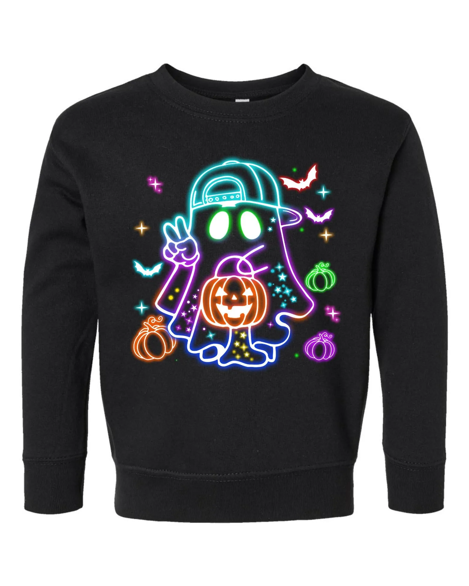 Kids Neon Ghost Halloween Sweatshirt
