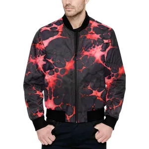 Red Ink Splatter Quilted Bomber Jacket