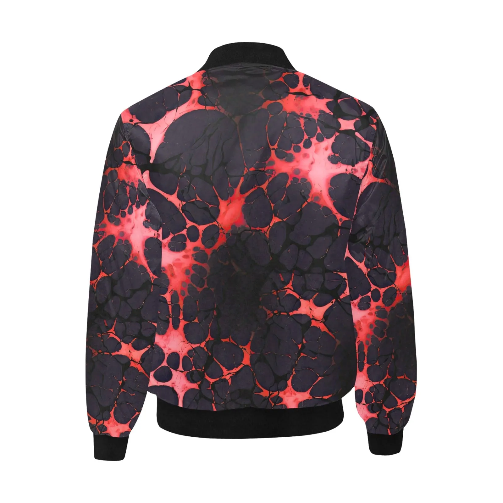 Red Ink Splatter Quilted Bomber Jacket