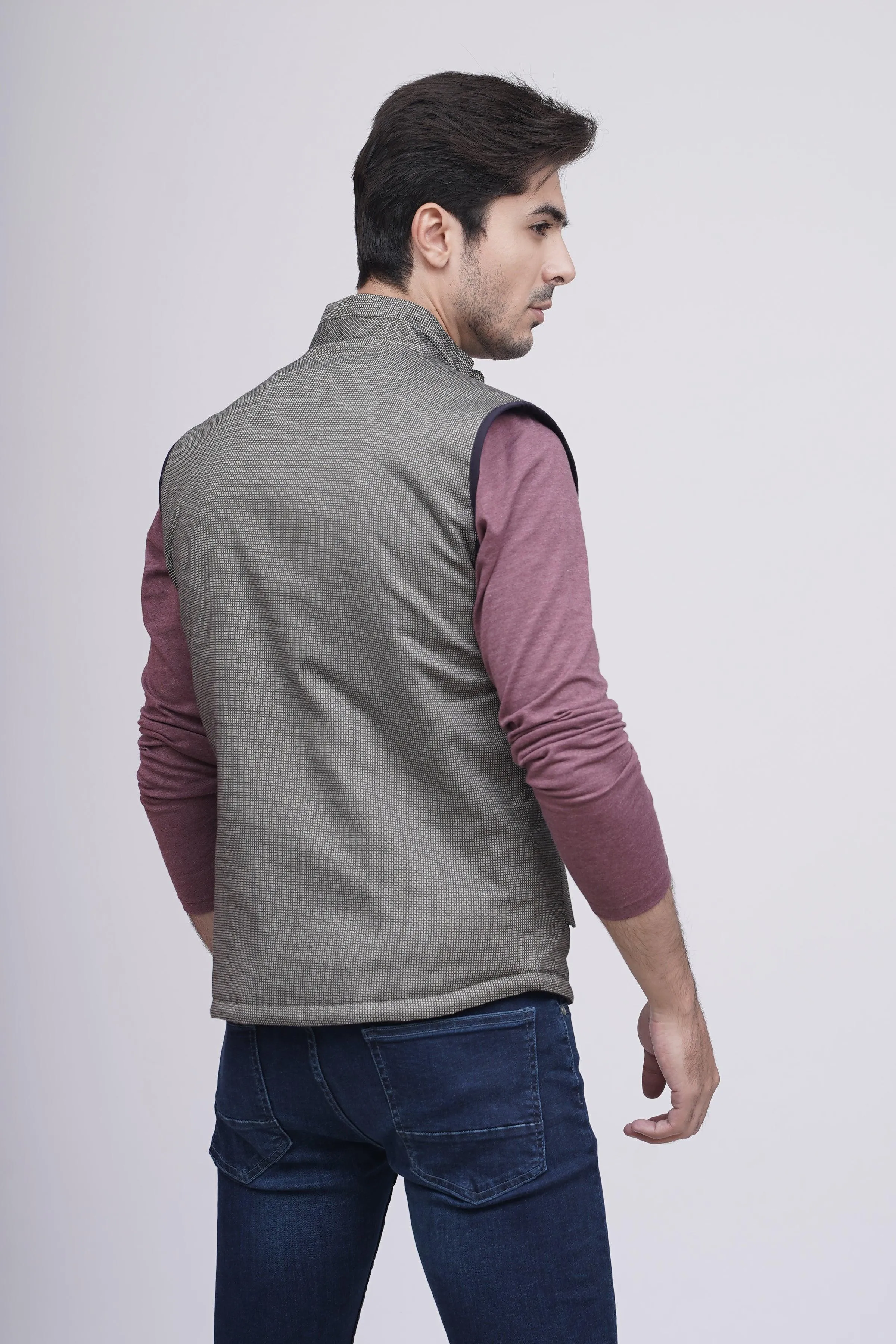 REVERSIBLE JACKET S/L BROWN WHITE