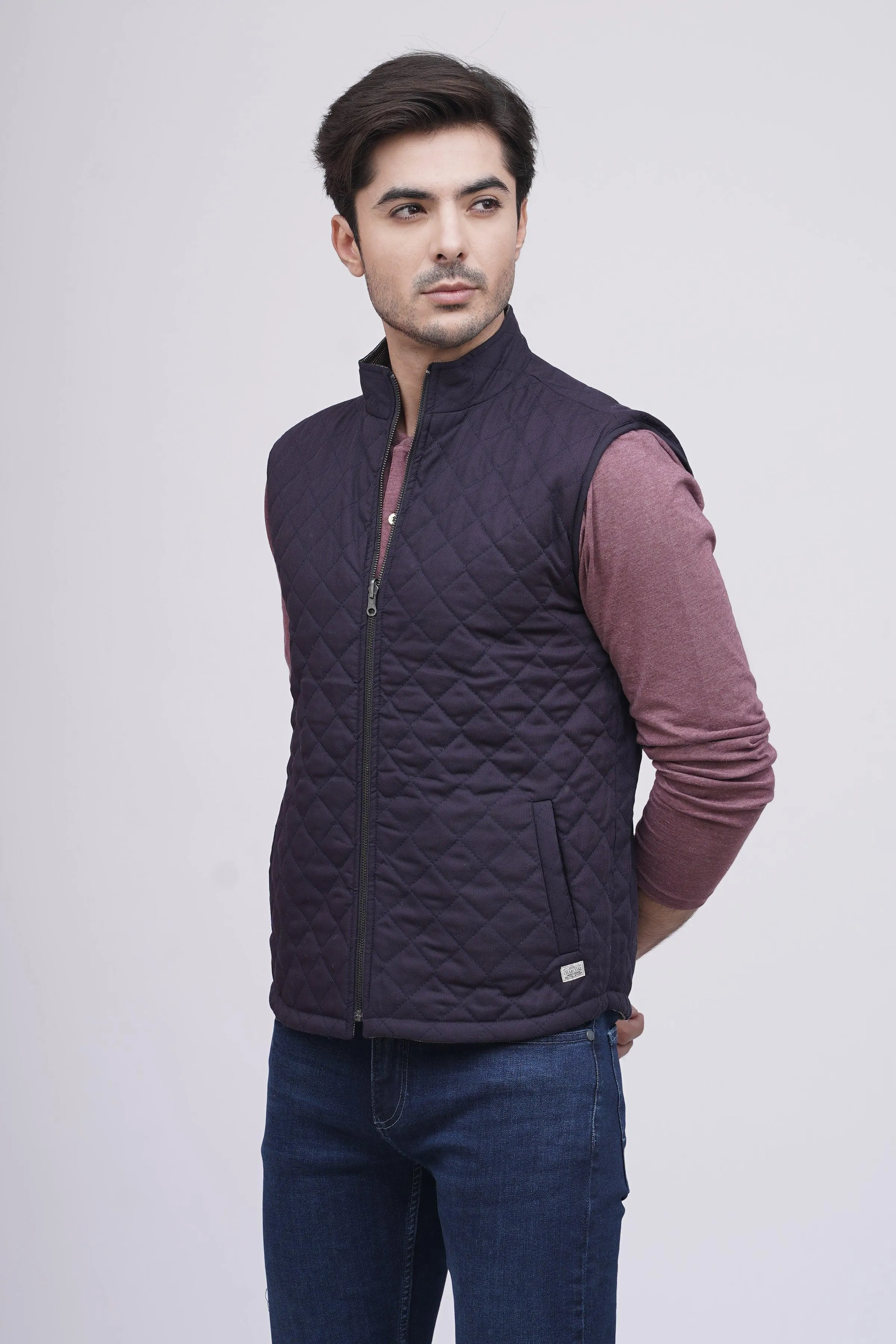 REVERSIBLE JACKET S/L BROWN WHITE