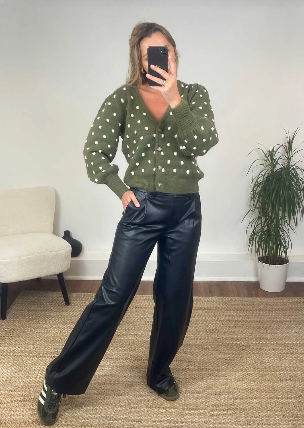 Sigrid Dotty Cardigan in Khaki