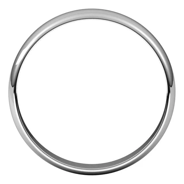Sterling Silver Half Round Ultra-Light Wedding Band, 4 mm Wide