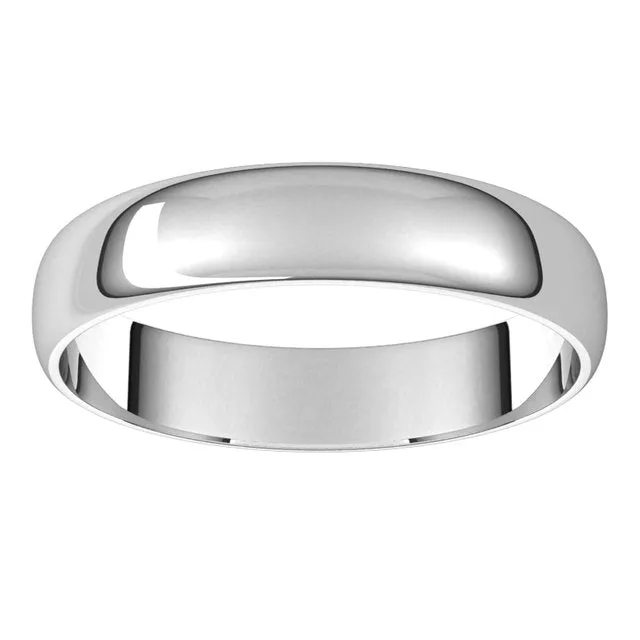 Sterling Silver Half Round Ultra-Light Wedding Band, 4 mm Wide