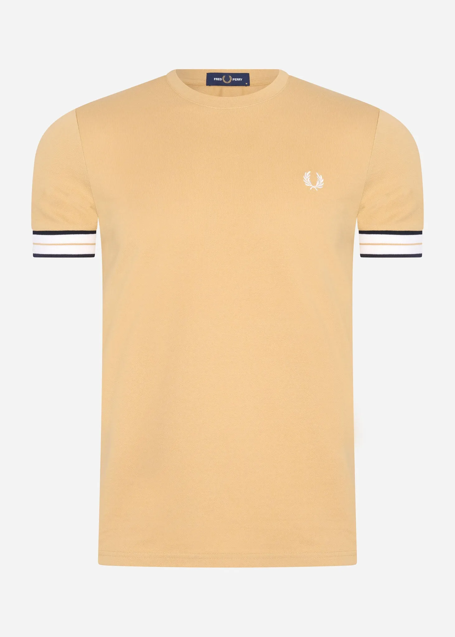 Tramline tipped pique t-shirt - desert