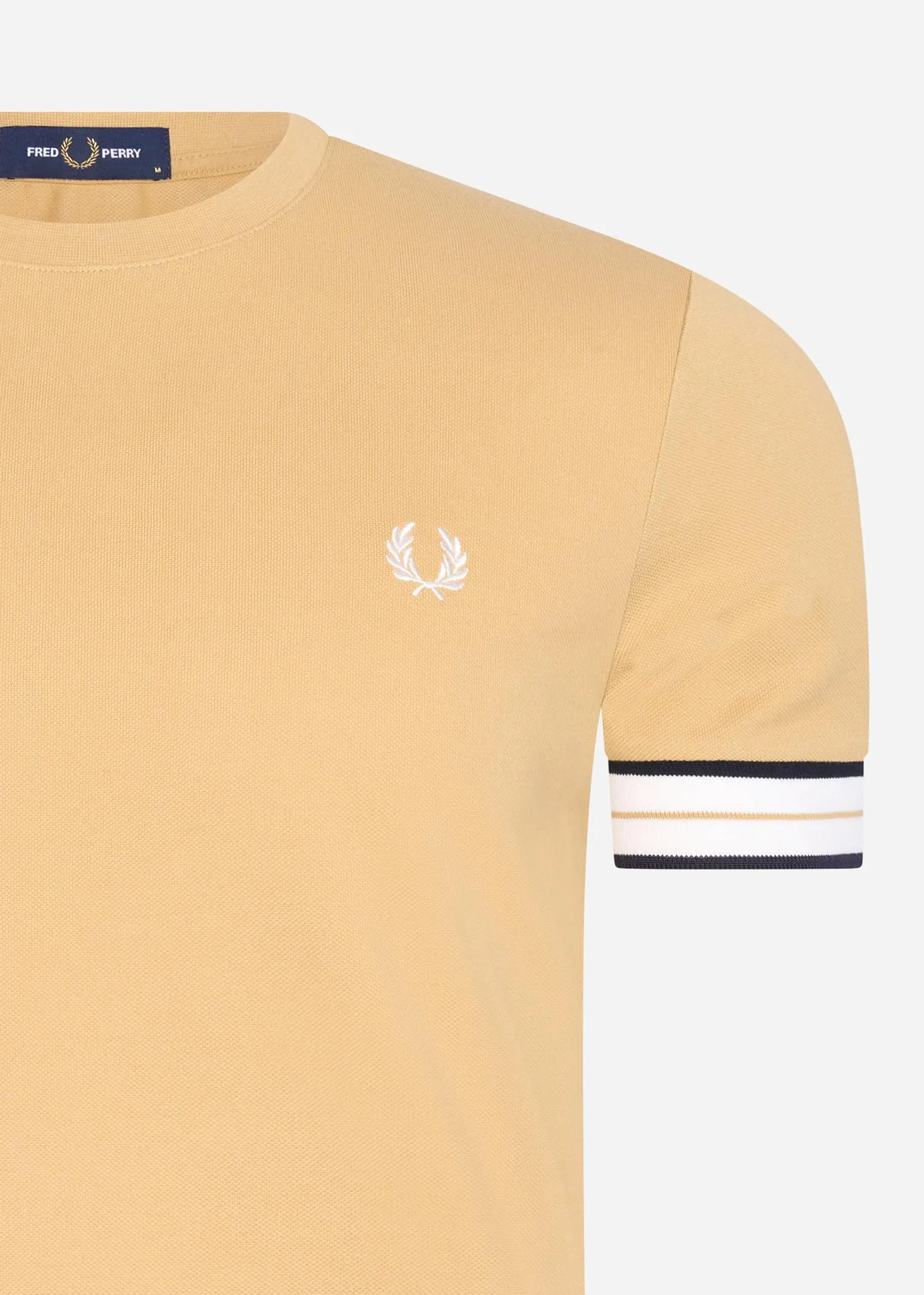Tramline tipped pique t-shirt - desert