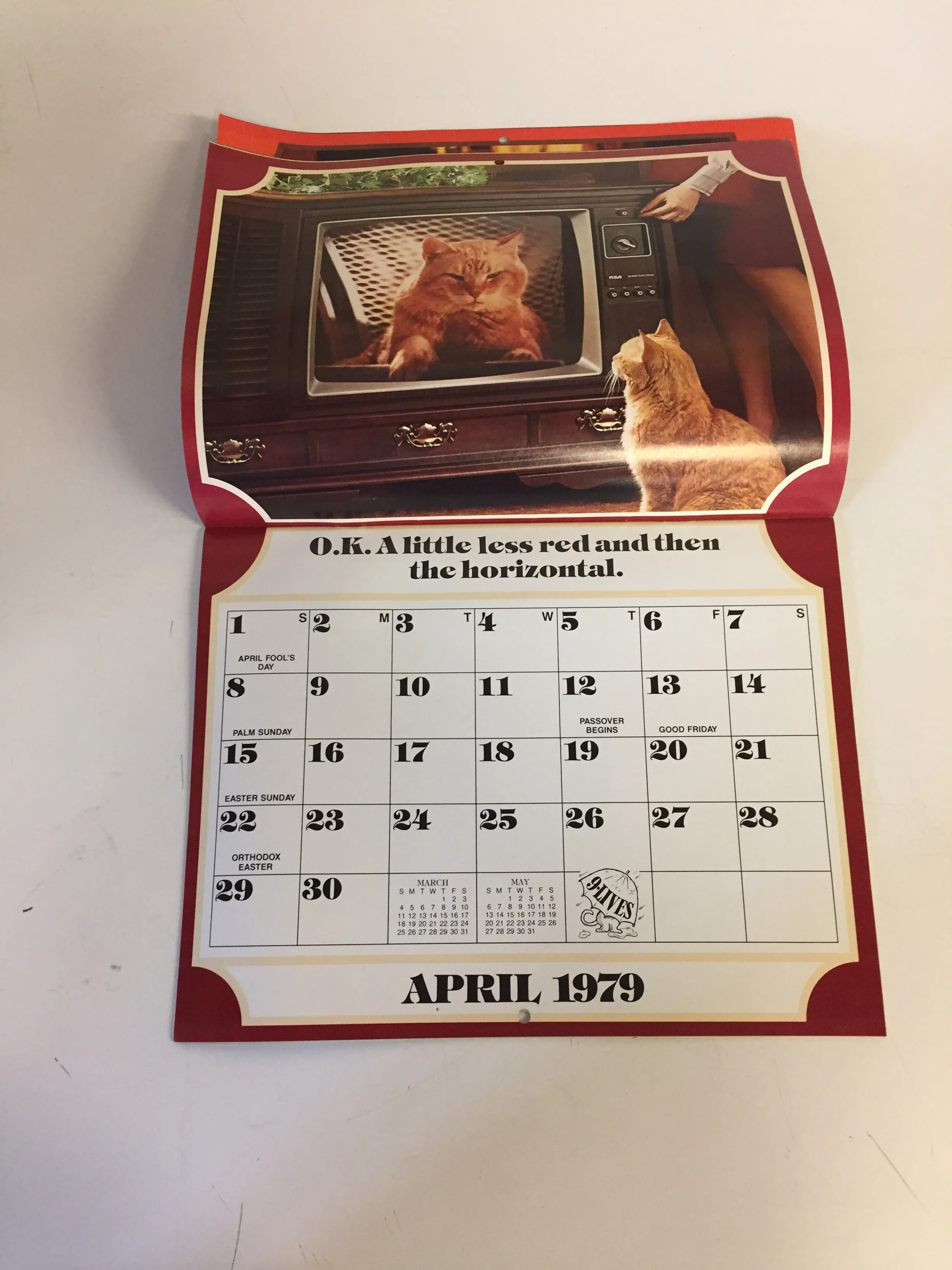 Vintage 1979 9-Lives Presents MORRIS'S MASTER PLAN Calendar NOS