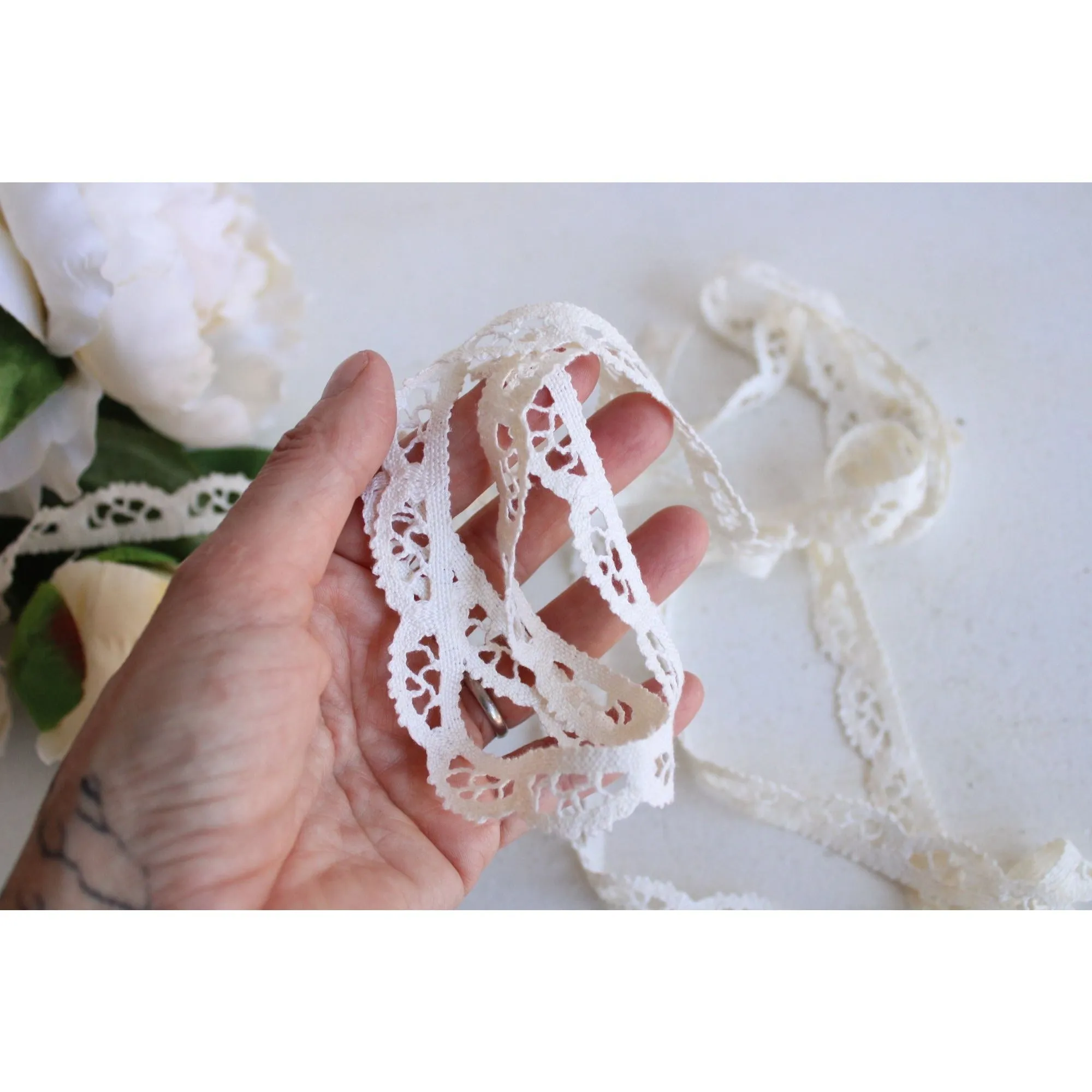 Vintage Ivory Crochet Lace Trim, 5/8" Two Yards